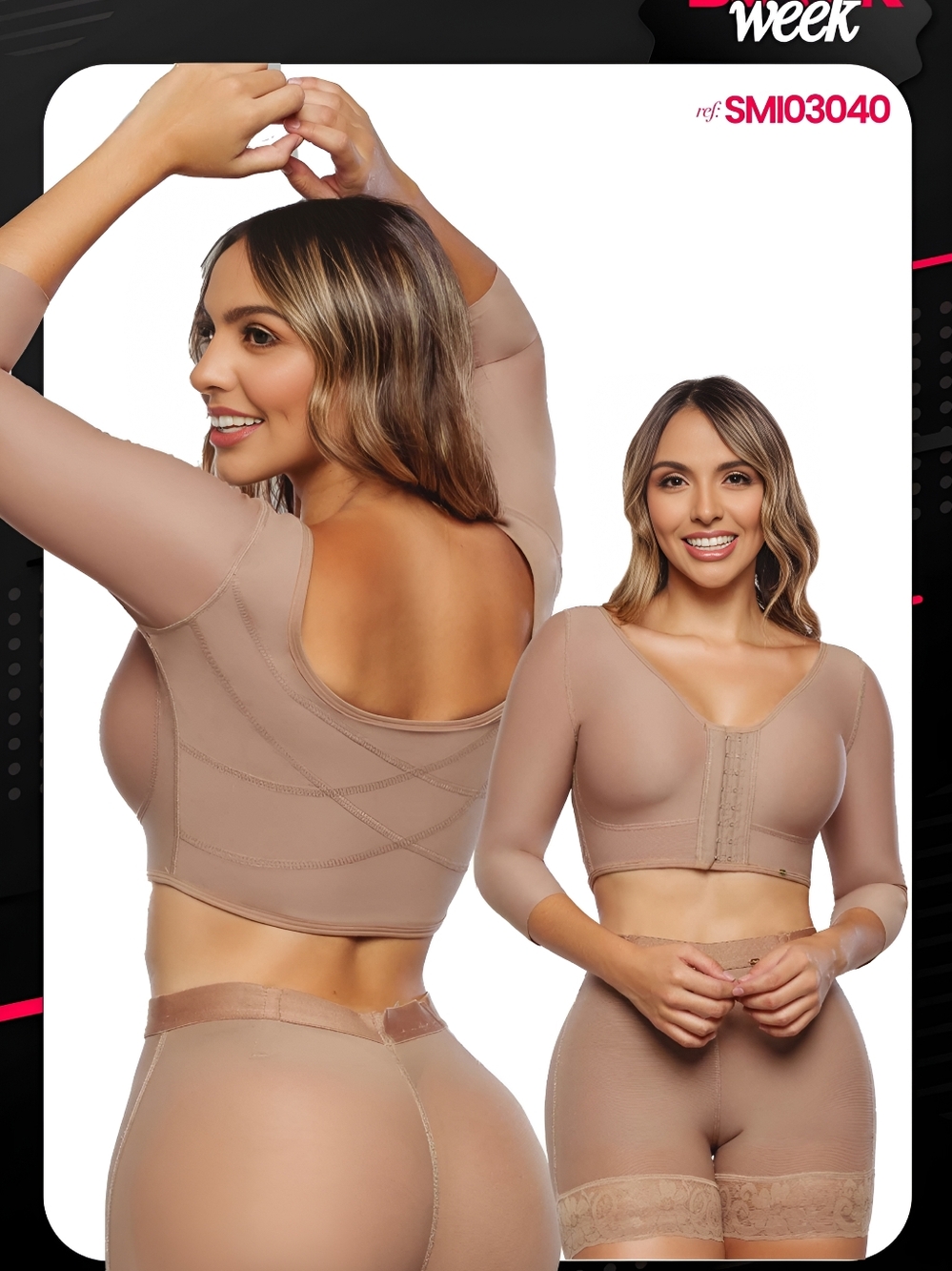 Stagmi Faja Colombian Arm Shaper w/ Built-In Bra Back Shaper No Underbust Rolls!